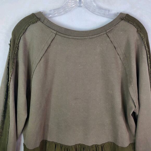 UMGEE MINERAL WASHED FRENCH TERRY RUFFLE THIN SWEATSHIRT SMALL GREEN OVERSIZED - Picture 7 of 8